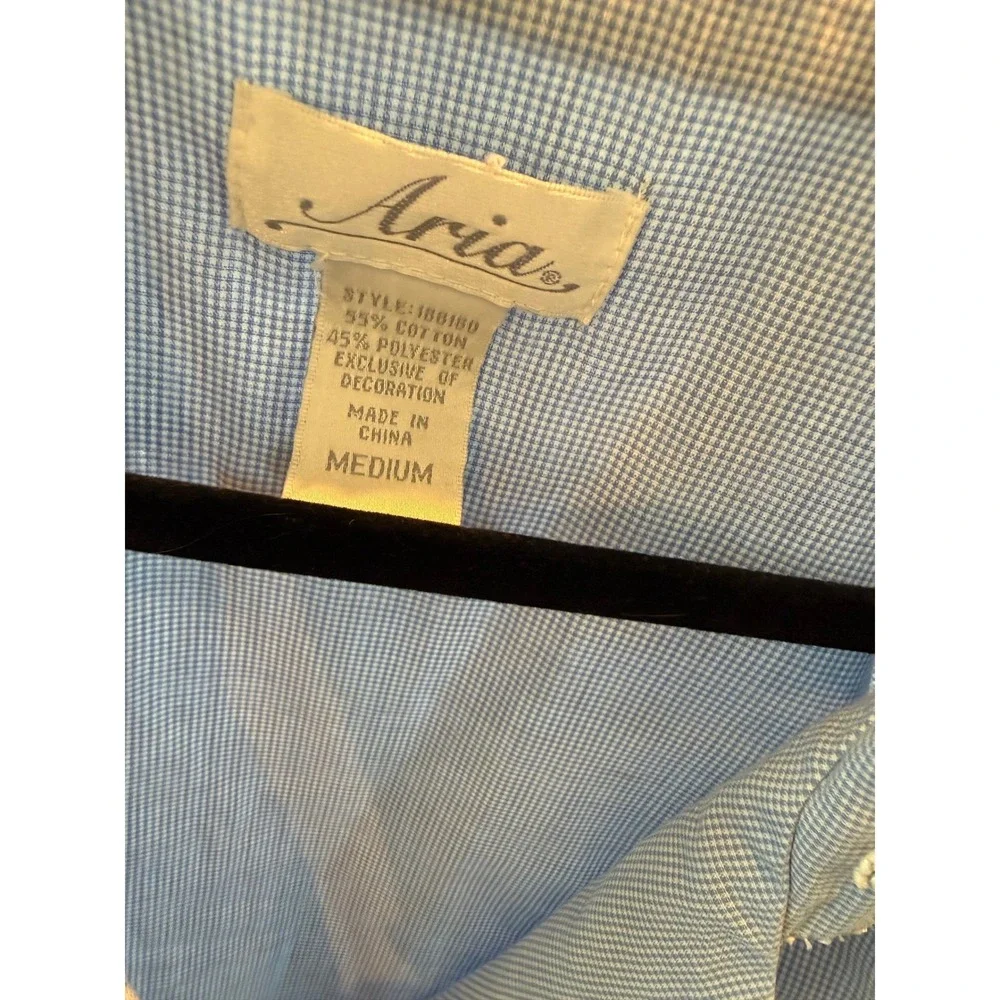 Vintage 60s Aria Blue Gingham Embroidered Robe Sweet‎ Grace Kelly Medium